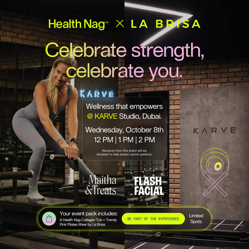 Health Nag x La Brisa – Breast Cancer Awareness Event at KARVE Studio (Collagen 400g and Trendy Pilates Wear Included)